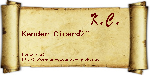 Kender Ciceró névjegykártya